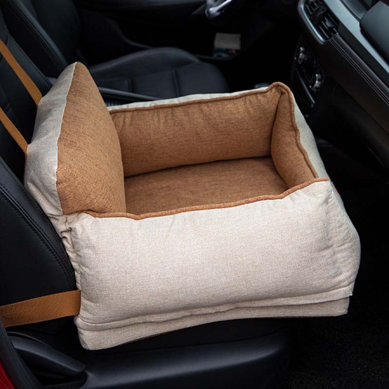 Tan Waterproof Safety Dog Car Seat Bed