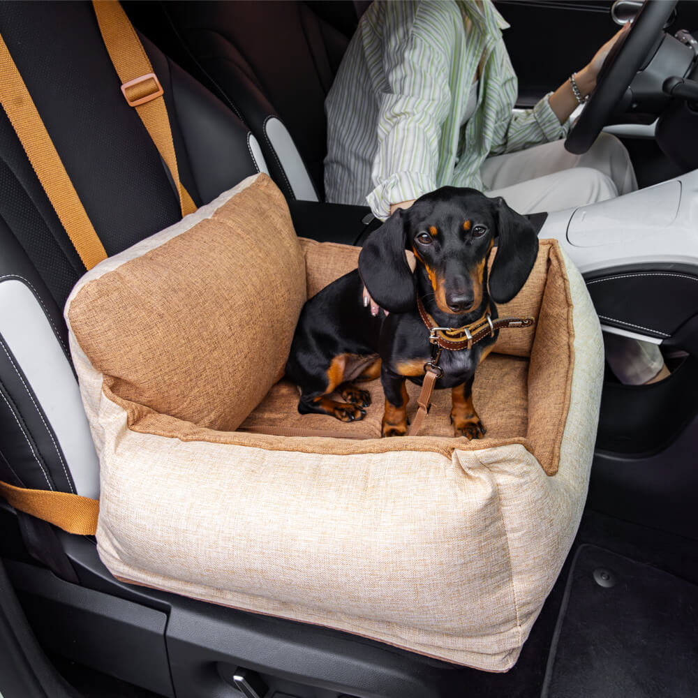 Tan Waterproof Safety Dog Car Seat Bed