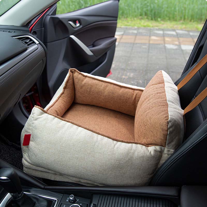 Tan Waterproof Safety Dog Car Seat Bed