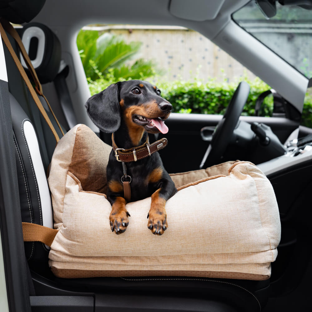 Tan Waterproof Safety Dog Car Seat Bed