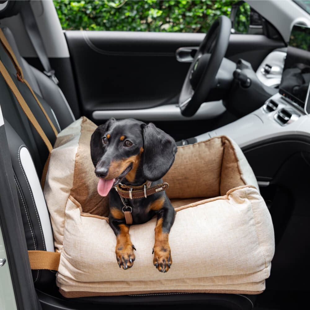 Tan Waterproof Safety Dog Car Seat Bed