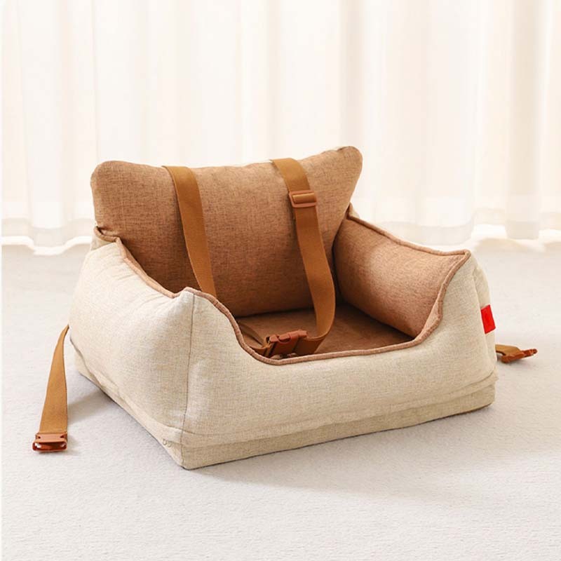 Tan Waterproof Safety Dog Car Seat Bed