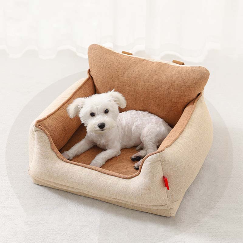 Tan Waterproof Safety Dog Car Seat Bed