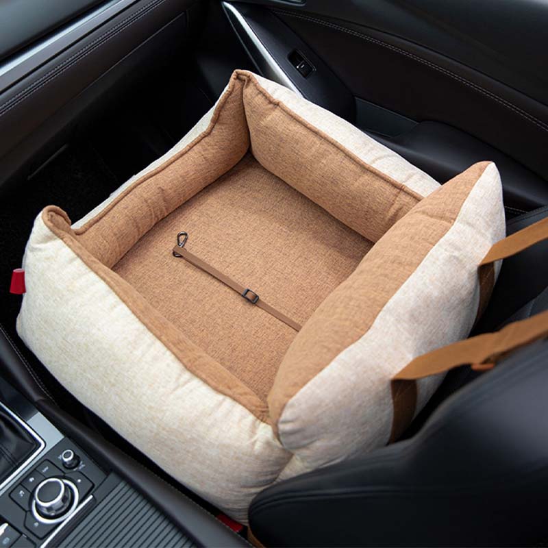Tan Waterproof Safety Dog Car Seat Bed