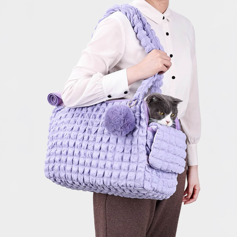 Pleaded Cozy Light Breathable Detachable Pet Carrier Bag