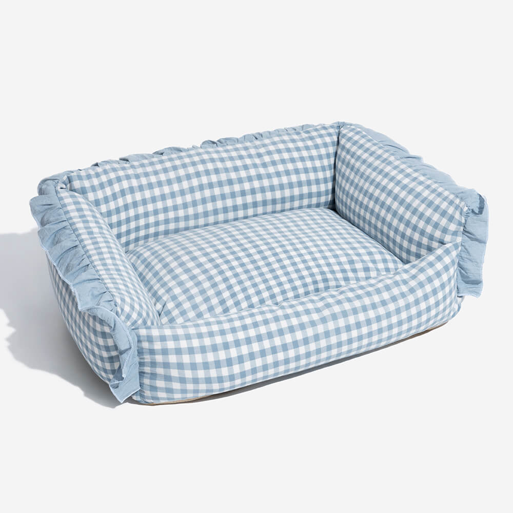 Cutesy Ruffle Plaid Detachable Warm Dog & Cat Bed