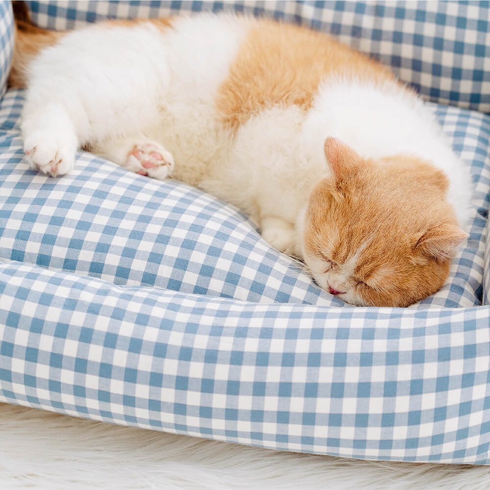 Cutesy Ruffle Plaid Detachable Warm Dog & Cat Bed