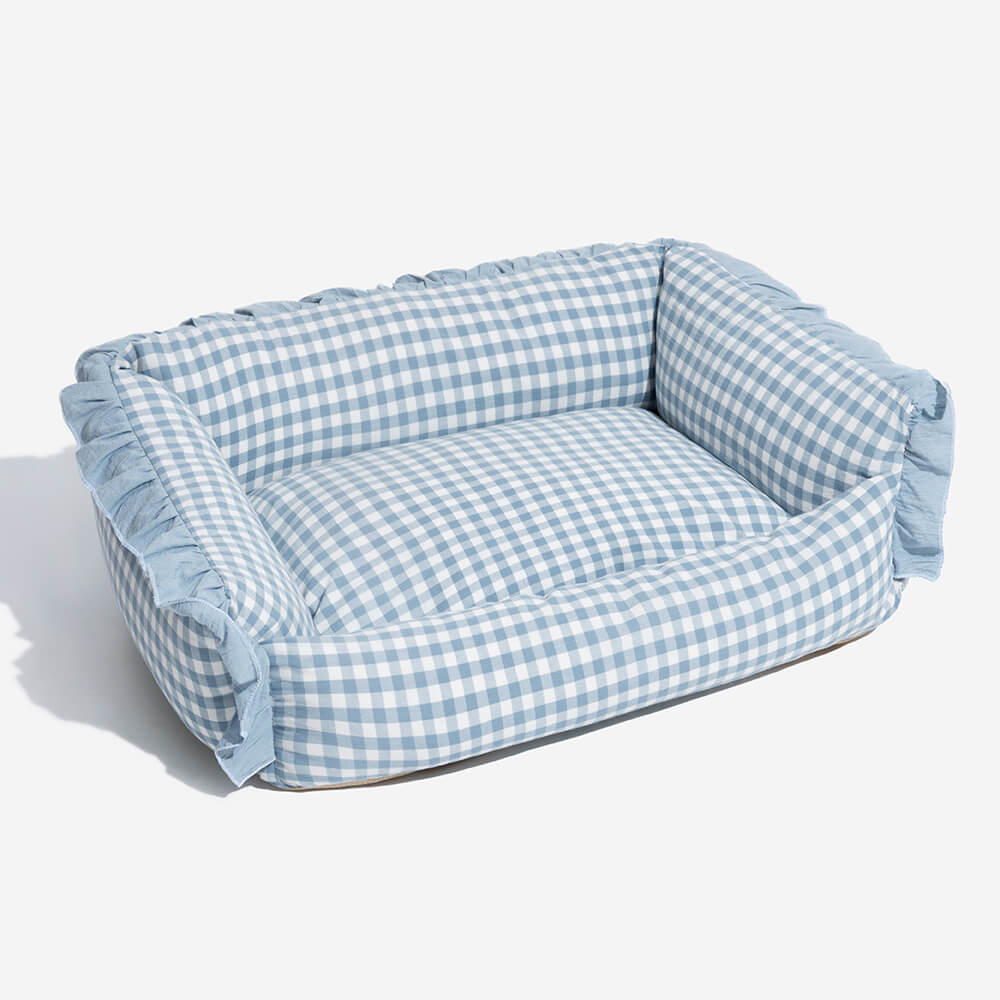 Cutesy Ruffle Plaid Detachable Warm Dog & Cat Bed