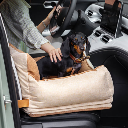 Tan Waterproof Safety Dog Car Seat Bed