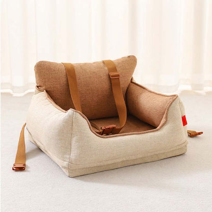 Tan Waterproof Safety Dog Car Seat Bed