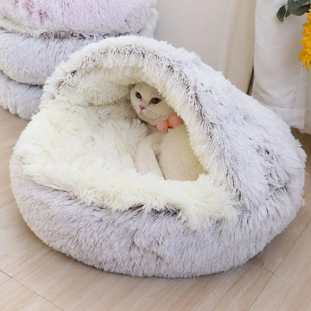 Calming Plush Nest Cat Bed