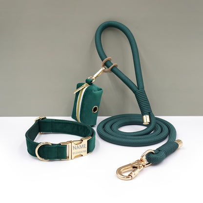 3 Piece Set Dog Collar and Leash with Pouch